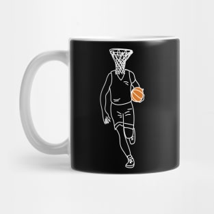 Basket Head, basketball player drawing with a hoop for a head! Mug